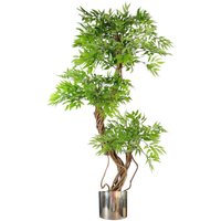 140cm Leaf Realistic Artificial Japanese Fruticosa Ficus Tree, Green Silver
