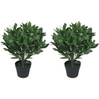 Pair of 50cm Dwarf Artificial Bay Trees Laurel Topiary Bushes