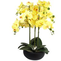 60cm Orchid Artificial Yellow Black Ceramic Planter