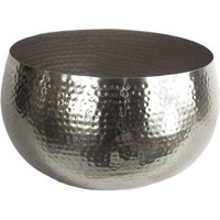 XL Metal Bowl Planter 32 x 20cm Hammered Silver Colour Straight Edge