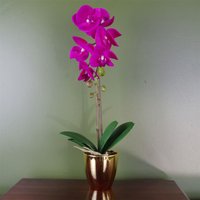 46cm Artificial Orchid Dark Pink and Gold