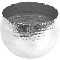 Large Metal Planter 22 x 17cm Hammered Silver Colour Curvy Edge