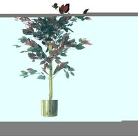 120cm (4ft) Artificial Red Ficus Tree With Gold Metal Planter