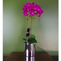 52cm Artificial Orchid Large Dark Pink and Silver