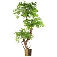 140cm Realistic Artificial Japanese Fruticosa Tree Ficus Tree Gold Metal Brushed Brass Planter
