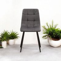 GREY FABRIC CHAIR BLACK METAL LEGS