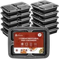VINSANI 10pk 3 COMPARTMENTS MEAL PREP CONTAINERS 1010425
