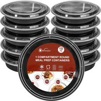 VINSANI 10pk ROUND 1 COMPARTMENT MEAL PREP CONTAINERS 1010426