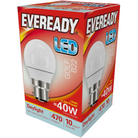 Eveready S13603 LED Golf Bulb 40w B22 (BC) 470lm 4.9W Daylight (Pack of 5)