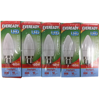 Eveready LED BC Candle Bulb 60w daylight pk of 5