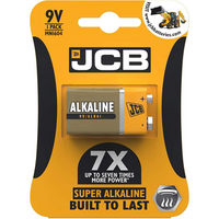 JCB PP3 Size Super Alkaline Batteries 1 Per Card - Box of 10