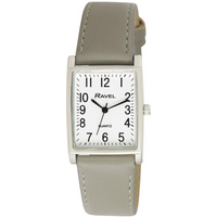 Ravel Mens Fashion Rectangle Shape Dial Grey Leather Strap Watch R0120.13.1A