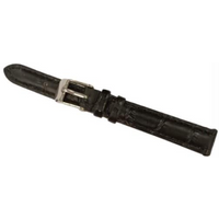Classic Black Padded Crocodile Leather Watch Straps size 12mm