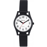 Ravel Ladies Basic Bold Easy Read Expander Bracelet Watch White/Black R0225