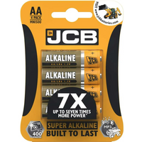 JCB AA Super Alkaline Batteries 4 Per Card - Box of 10
