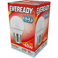 Eveready S13607 LED Golf Bulb 40w E27 (ES) 470lm 4.9W Daylight (Pack of 5)