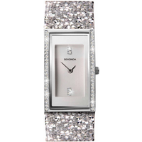 Sekonda Seksy Ladies Bling Rectangular Silver Dial & silver stone Stainless Steel Bracelet Strap Watch