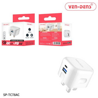 Ven-Dens Dual Port QC 3.0 + PD 20w Fast Charger Wall Plug