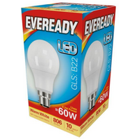 S13624 Eveready LED bulb GLS 60w E27 Warm White Pack of 5