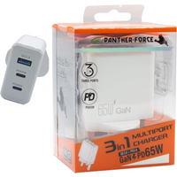 Panther Force 65W Plug with 2* C Port / 1* USB-A Port - Fast Charging