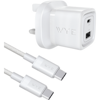 WYEFLUX 32W Dual Port USB-C & USB-A Charging Kit with USB-C to USB-C Cable (Gan III)