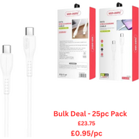 Ven-Dens Fast Charging Type C to Type C Cable - Bulk Deal 25pc Pack