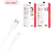 Ven-Dens Data Sync & Fast Charging Cable USB A To Lightning Cable White (1 Metre)