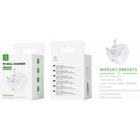 Woox MX0167 UK Type-C 20W PD Wall Charger, White