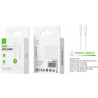 Woox MX0021 Type C to Lightning PVC Data Cable, 30W, 3.3ft 1m, White