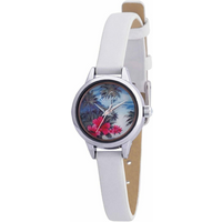 Kahuna Ladies Hawaiian Tropical Sunset Design Dial and White Leather Strap Watch AKLS-0151L - CLEARANCE NEEDS RE-BATTERY