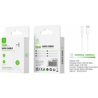 Woox MX0004 USB to Lightning PVC Data Cable, 15W, 3.3ft 1m, White