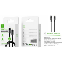 Woox Type C to Lightning PVC Data Cable, 30W, 9.8ft 3m, Black