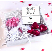 Best Friend Mini Gift Hamper with Silver Heart Bracelet | Letter Box Gift For Her | Unique Gifts For Her Birthday, Thank you or Christmas UK