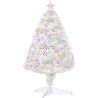 2.5FT Prelit Artificial Tabletop Christmas Tree with Fibre Table and Desk White