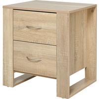 Particle Board 2-Drawer Bedside Table Natural