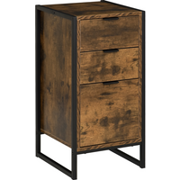 Industrial 3-Drawer Storage Chest Metal Frame Freestanding Unit Brown