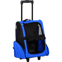 Pet Travel Backpack Bag Cat Puppy Dog Carrier w/ Trolley and Telescopic Wheel