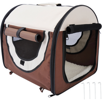 Folding Fabric Soft Pet Crate Dog Cat Travel Carrier Cage Kennel House Brown