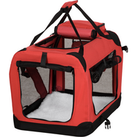 Folding Pet Carrier Bag Soft Portable Cat Travel Cage, 60x42x42 cm, Red
