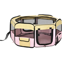 Fabric Pet Dog Cat Puppy Playpen Rabbit Guinea Pig Play Pen in Pink Small