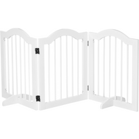 3 Panels Dog Gate w/ Support Feet Fence Safety Barrier Freestanding Wood White