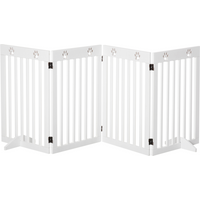 Pet Gate Foldable Freestanding Dog Safety Barrier w/ Support Feet White