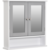 Mirror Cabinet Wall Mounted with Double Mirrored Doors, Hanging Cabinet, Grey