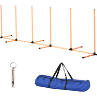 Dog Agility Weave Poles Training Obstacle Course Set Slalom Equipment w/ Whistle