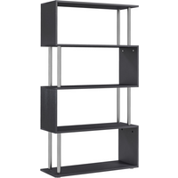 Wooden S Shape Storage Unit Bookshelf Lounge Display Room Divider-Black