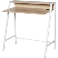 Computer Workstation Storage Shelf Color White and Oak