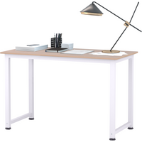 Computer Desk W/ White Metal Frame MDF, 120W x 60D x 76Hcm-Oak Grain Tone