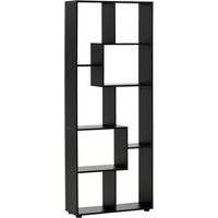 178cm 8-Shelf Bookcase w/ Melamine Surface Foot Pads Black Multipurpose 8-Grid