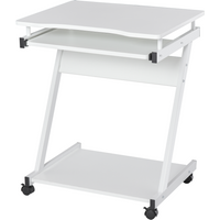 Computer Desk with 4 Moving Wheels Sliding Keyboard Tray White