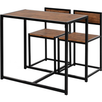 Steel Frame MDF 2-Seater Bar Stool and Table Set Wood Tone